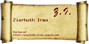 Zierhuth Irma névjegykártya