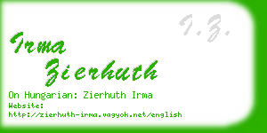 irma zierhuth business card